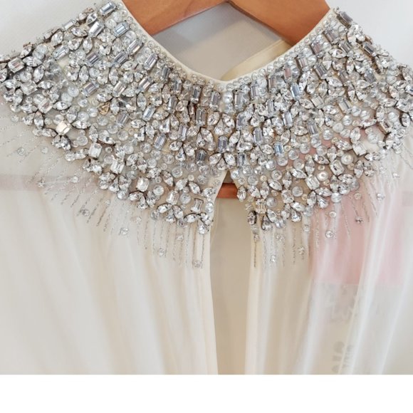 MEGHAN Luxe Silk Chiffon Rhinestone Tunic cover up Dress - Picture 7 of 10